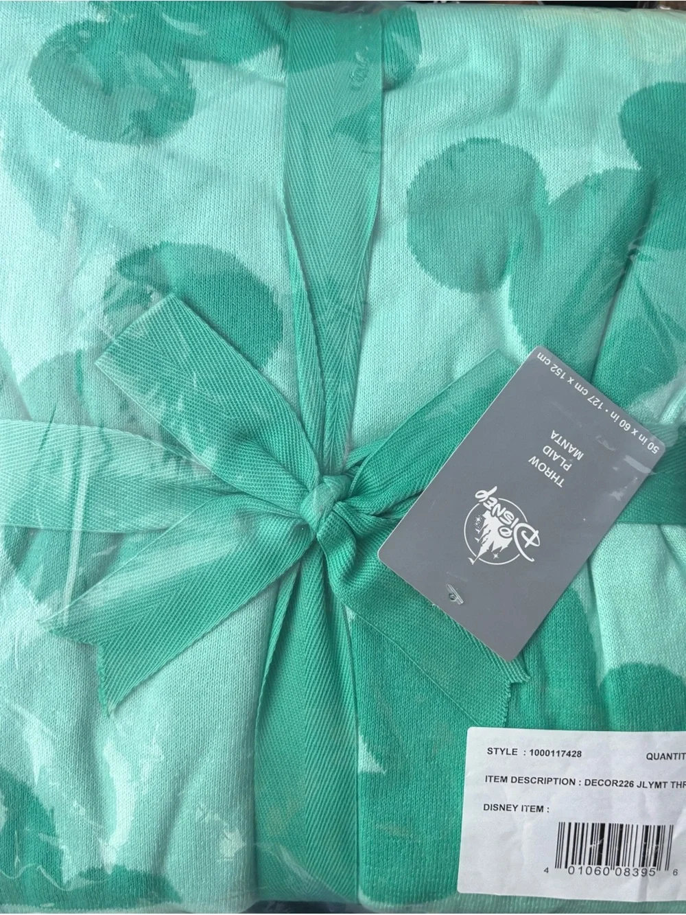 Disney Parks Home Collection Mickey Mouse Icon Throw Blanket Mint Teal